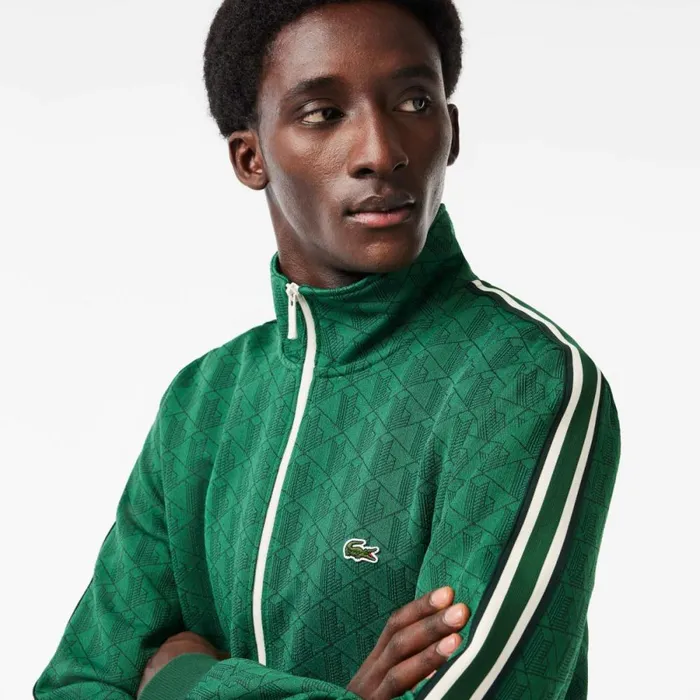 Sweaters and Sweatshirts Men Lacoste Men039s Paris Monogram ZipUp Sweatshirt Green Qij