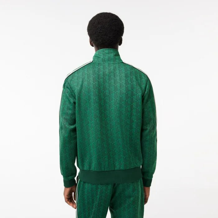 Sweaters and Sweatshirts Men Lacoste Men039s Paris Monogram ZipUp Sweatshirt Green Qij