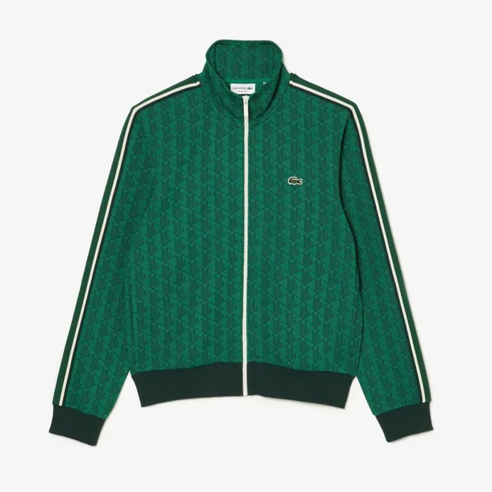Sweaters and Sweatshirts Men Lacoste Men039s Paris Monogram ZipUp Sweatshirt Green Qij
