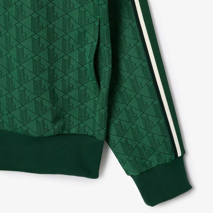 Sweaters and Sweatshirts Men Lacoste Men039s Paris Monogram ZipUp Sweatshirt Green Qij