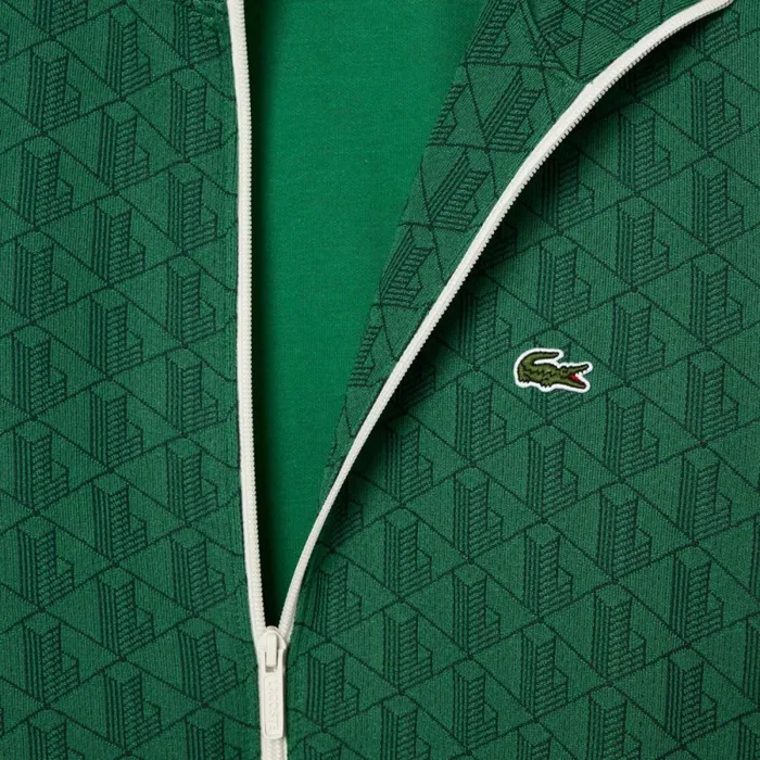 Sweaters and Sweatshirts Men Lacoste Men039s Paris Monogram ZipUp Sweatshirt Green Qij