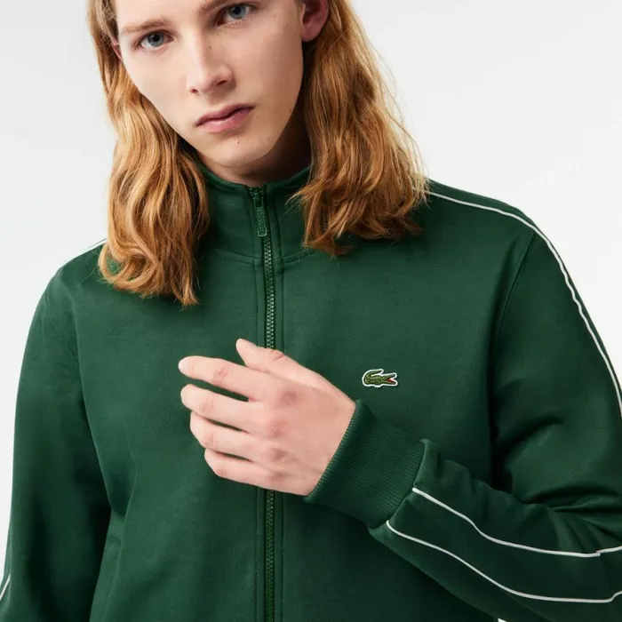 Sweaters and Sweatshirts Men Lacoste Men039s Paris Piqu Track Jacket Pine Green 132