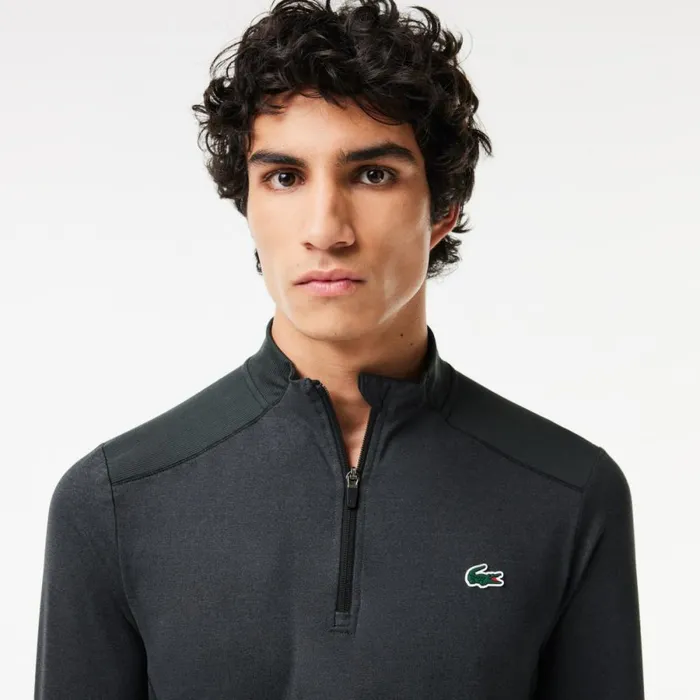 Sweaters and Sweatshirts Men Lacoste Men039s UltraDry QuarterZip Grey Chine Is2