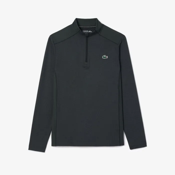 Sweaters and Sweatshirts Men Lacoste Men039s UltraDry QuarterZip Grey Chine Is2
