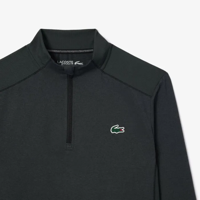 Sweaters and Sweatshirts Men Lacoste Men039s UltraDry QuarterZip Grey Chine Is2