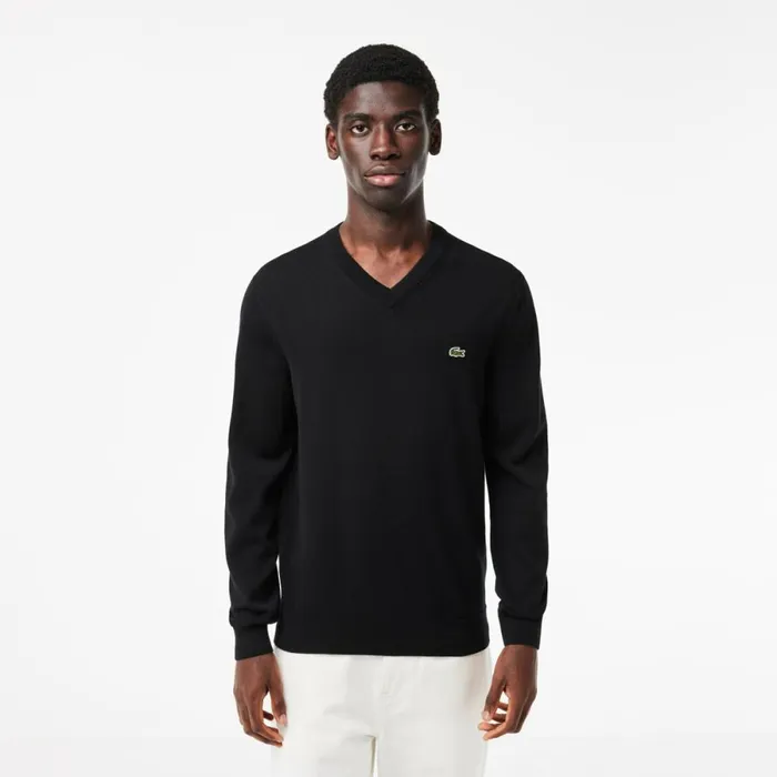 Sweaters and Sweatshirts Men Lacoste Men039s VNeck Organic Cotton Sweater Black 031