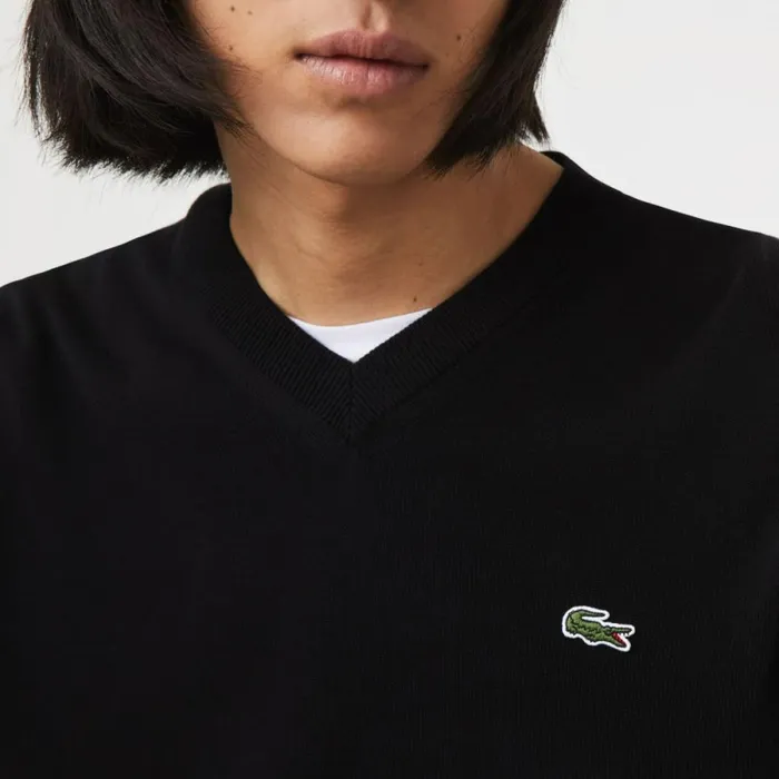 Sweaters and Sweatshirts Men Lacoste Men039s VNeck Organic Cotton Sweater Black 031