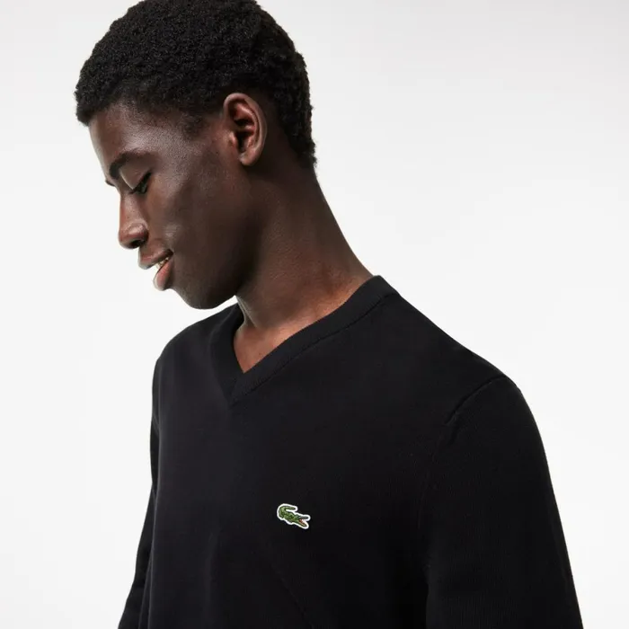 Sweaters and Sweatshirts Men Lacoste Men039s VNeck Organic Cotton Sweater Black 031