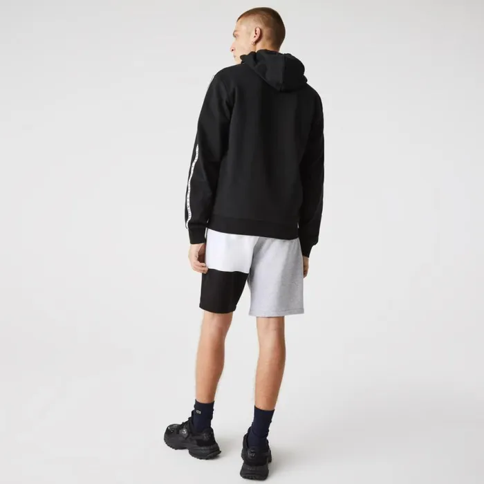 Sweaters and Sweatshirts Men Lacoste Mens Colorblock Lettered Fleece ZipUp Hoodie Black 8vm