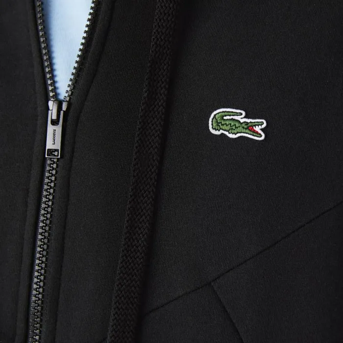 Sweaters and Sweatshirts Men Lacoste Mens Colorblock Lettered Fleece ZipUp Hoodie Black 8vm
