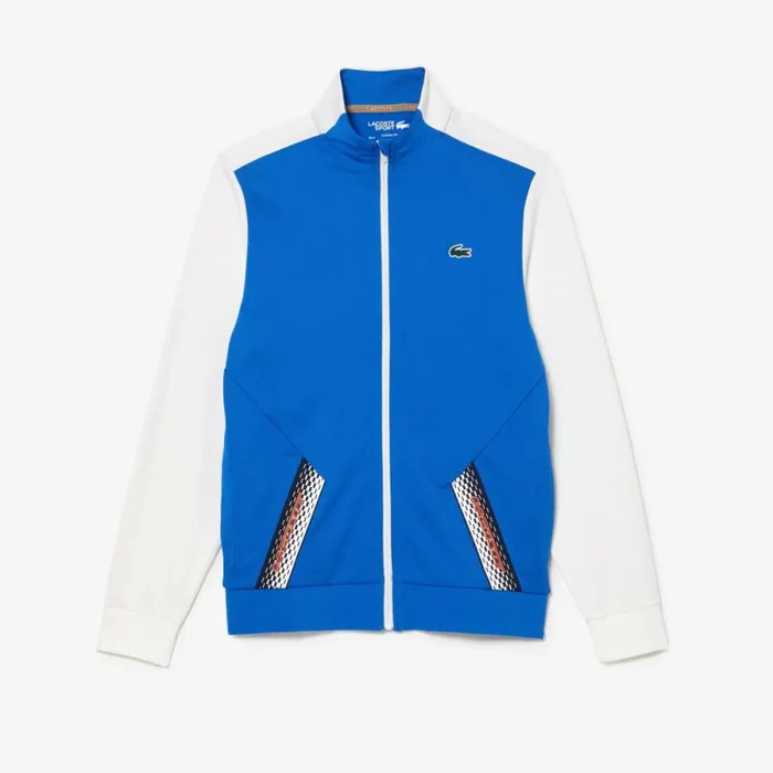 Sweaters and Sweatshirts Men Lacoste Mens Ripstop ZipUp Tennis Sweatshirt Blue White Blue Ag1