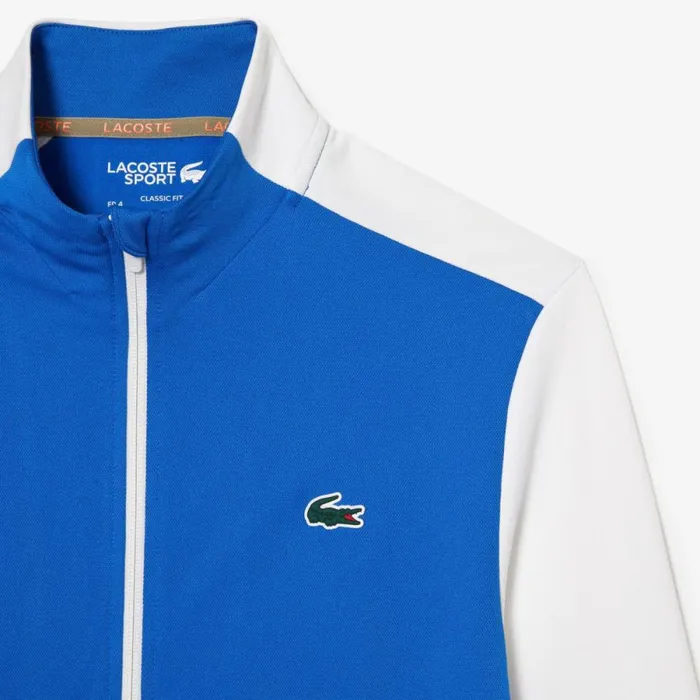 Sweaters and Sweatshirts Men Lacoste Mens Ripstop ZipUp Tennis Sweatshirt Blue White Blue Ag1