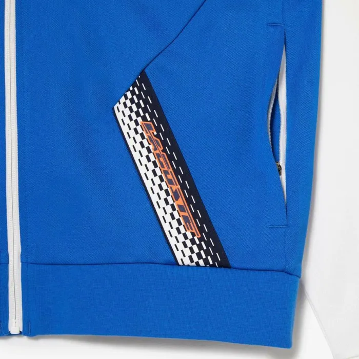 Sweaters and Sweatshirts Men Lacoste Mens Ripstop ZipUp Tennis Sweatshirt Blue White Blue Ag1