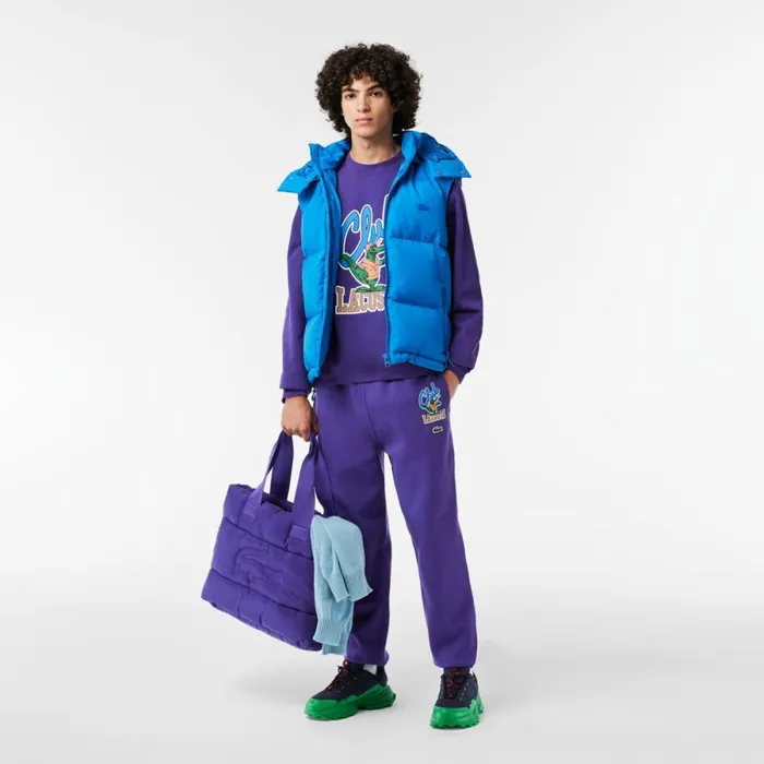 Sweaters and Sweatshirts MenWomen Lacoste Unisex Loose Fit Raglan Sleeve Jogger Sweatshirt Acai Purple Sni