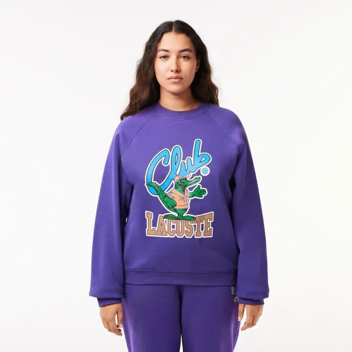 Sweaters and Sweatshirts MenWomen Lacoste Unisex Loose Fit Raglan Sleeve Jogger Sweatshirt Acai Purple Sni