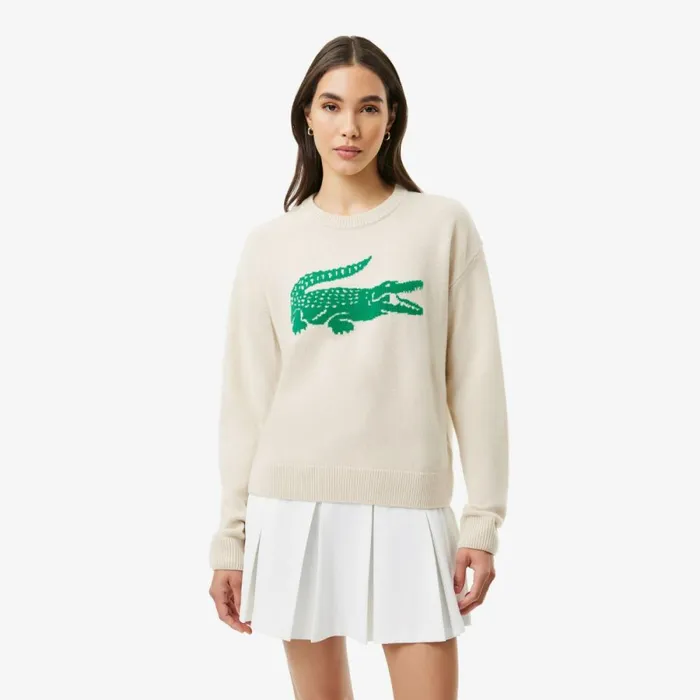Sweaters and Sweatshirts Women Lacoste Women039s Lacoste X Bandier Contrast Crocodile Sweater White Green Iw0 Sweaters and Sweatshirts Women Lacoste Women039s Lacoste X Bandier Contrast Crocodile Sweater White Green Iw0