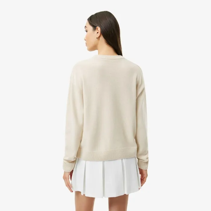 Sweaters and Sweatshirts Women Lacoste Women039s Lacoste X Bandier Contrast Crocodile Sweater White Green Iw0