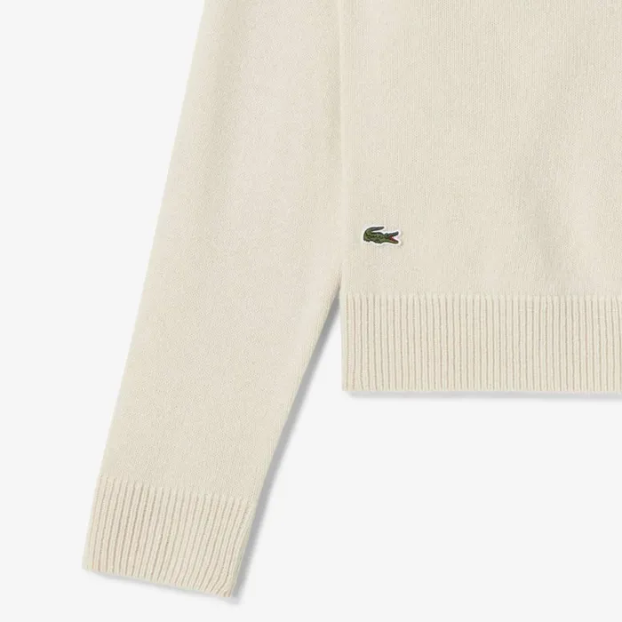 Sweaters and Sweatshirts Women Lacoste Women039s Lacoste X Bandier Contrast Crocodile Sweater White Green Iw0