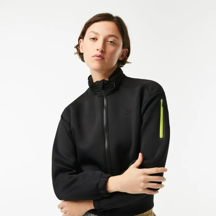 Sweaters and Sweatshirts Women Lacoste Women039s Loose Fit ZipUp Sweatshirt Black 031