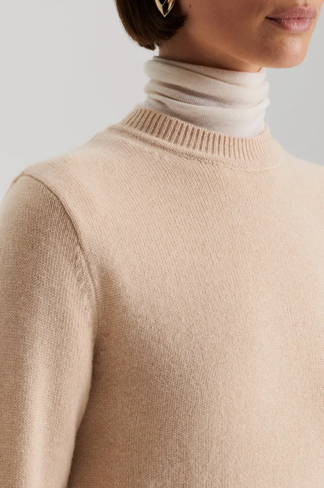Sweaters Scanlan Theodore Women CASHMERE CREW SWEATER OAT Sweaters Scanlan Theodore Women CASHMERE CREW SWEATER OAT