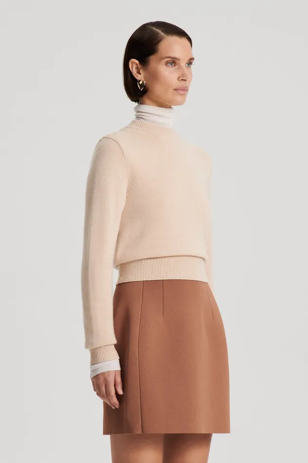 Sweaters Scanlan Theodore Women CASHMERE CREW SWEATER OAT Sweaters Scanlan Theodore Women CASHMERE CREW SWEATER OAT