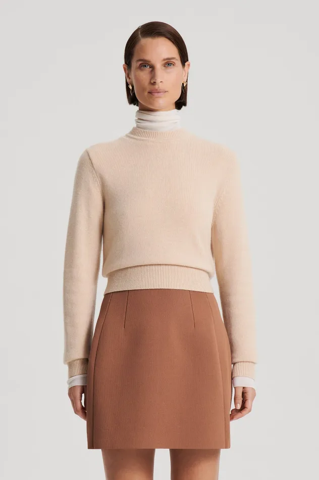 Sweaters Scanlan Theodore Women CASHMERE CREW SWEATER OAT Sweaters Scanlan Theodore Women CASHMERE CREW SWEATER OAT