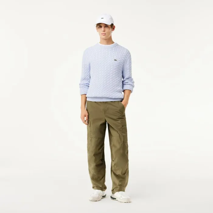 Sweatpants and Trousers Men Lacoste Men039s Lightweight Cotton Cargo Pants Khaki Green 316
