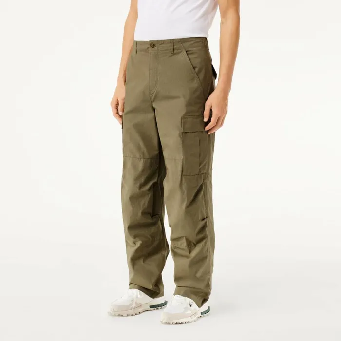 Sweatpants and Trousers Men Lacoste Men039s Lightweight Cotton Cargo Pants Khaki Green 316
