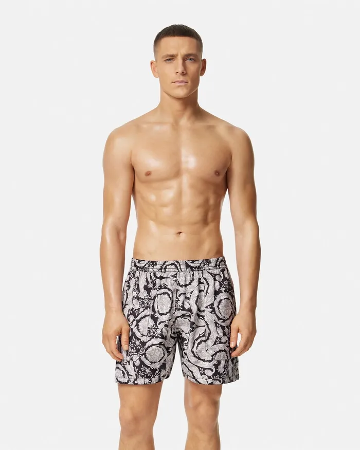 Swimwear Men Versace Barocco Reversible Boardshorts Blackprint