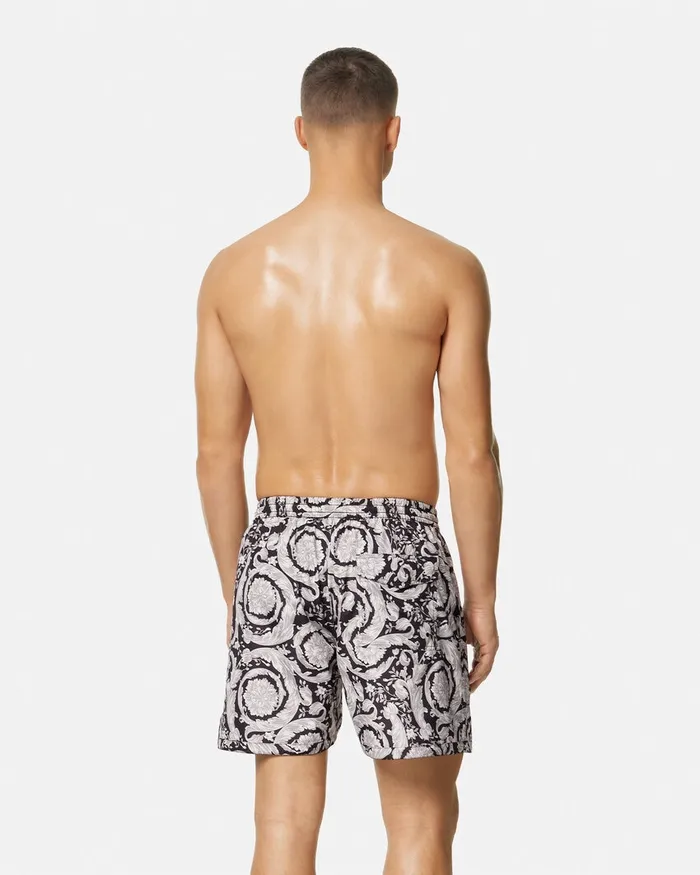 Swimwear Men Versace Barocco Reversible Boardshorts Blackprint