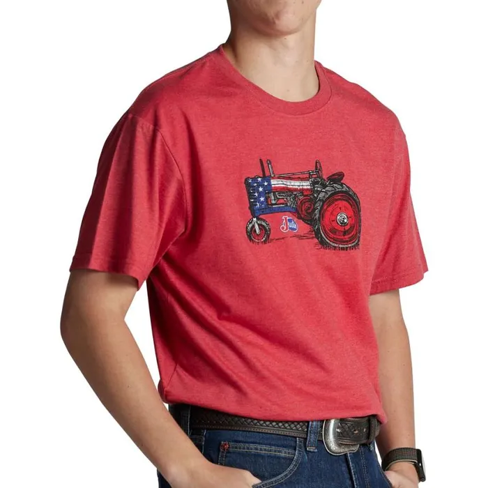 TShirts and Polos Men Justin Boots Justin Patriotic Tractor Tee Red Heather 040red041 TShirts and Polos Men Justin Boots Justin Patriotic Tractor Tee Red Heather 040red041