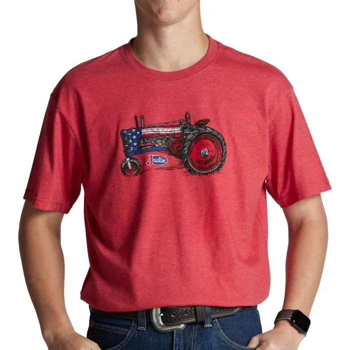 TShirts and Polos Men Justin Boots Justin Patriotic Tractor Tee Red Heather 040red041