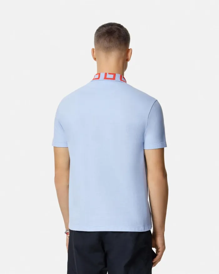 TShirts and Polos Men Versace Medusa Greca Polo Shirt Light Blue