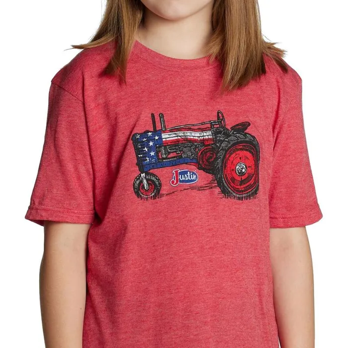 Tshirts and Tops Kids Justin Boots Justin Kid039s Patriotic Tractor Tee Red Heather 040red041 Tshirts and Tops Kids Justin Boots Justin Kid039s Patriotic Tractor Tee Red Heather 040red041