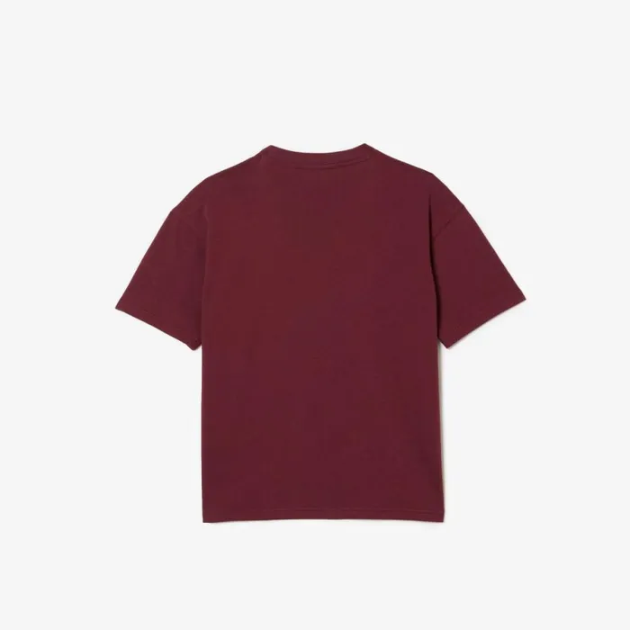 TShirts and Tops Kids Lacoste Kids039 Relaxed Fit Printed Cotton TShirt Bordeaux Ixx