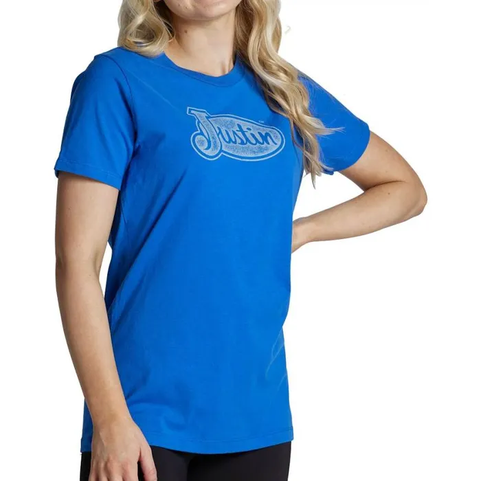 TShirts and Tops Women Justin Boots Logo Tee Royal Blue 040blue041
