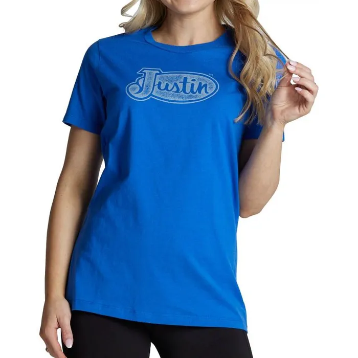 TShirts and Tops Women Justin Boots Logo Tee Royal Blue 040blue041