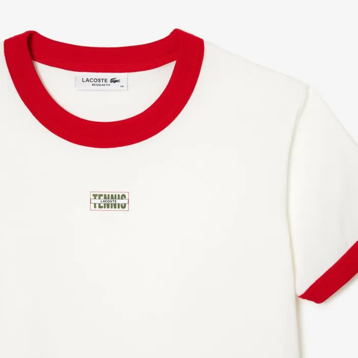 TShirts and Tops Women Lacoste Women039s Slim Fit Cotton Tennis TShirt White Red Xg4