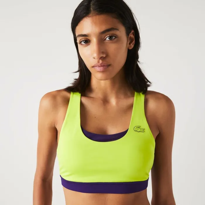 TShirts and Tops Women Lacoste Women039s SPORT Colorblock Recycled Polyester Sports Bra Yellow Purple 5cy TShirts and Tops Women Lacoste Women039s SPORT Colorblock Recycled Polyester Sports Bra Yellow Purple 5cy