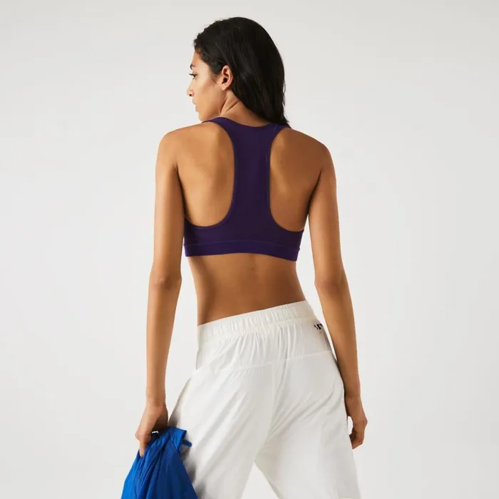 TShirts and Tops Women Lacoste Women039s SPORT Colorblock Recycled Polyester Sports Bra Yellow Purple 5cy