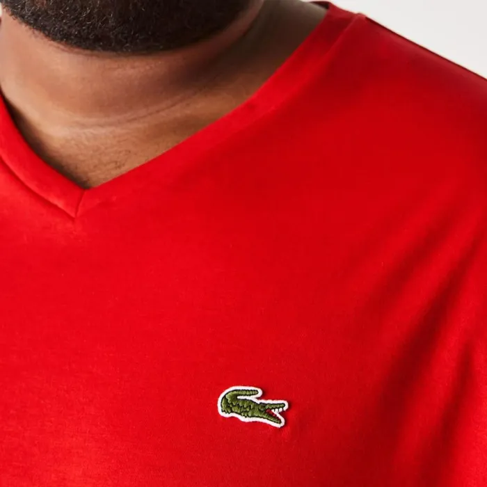 TShirts Men Lacoste Men039s Big Fit VNeck Pima TShirt Red 240