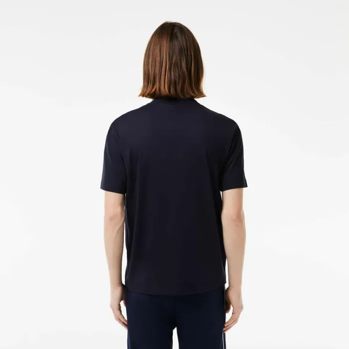 TShirts Men Lacoste Men039s Cotton Contrast Print and Badge TShirt Abysm Blue Hde