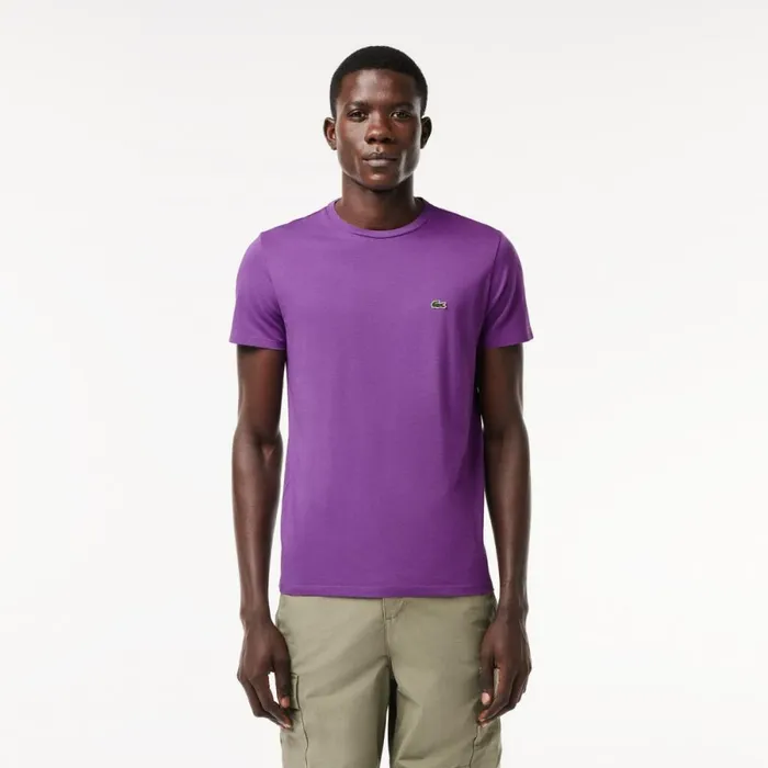 TShirts Men Lacoste Men039s Crew Neck Pima Cotton Jersey TShirt Mauve Purple Iy2