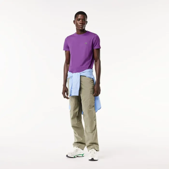 TShirts Men Lacoste Men039s Crew Neck Pima Cotton Jersey TShirt Mauve Purple Iy2