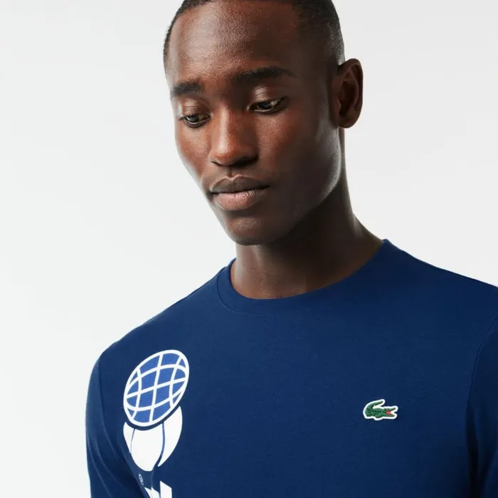 TShirts Men Lacoste Men039s Lacoste Tennis X Daniil Medvedev Regular Fit TShirt Methylene Blue F9f