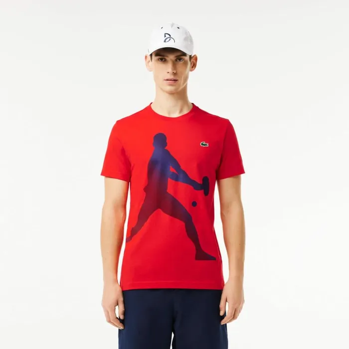 TShirts Men Lacoste Men039s Lacoste Tennis X Novak Djokovic TShirt and Cap Set Red Currant F8m
