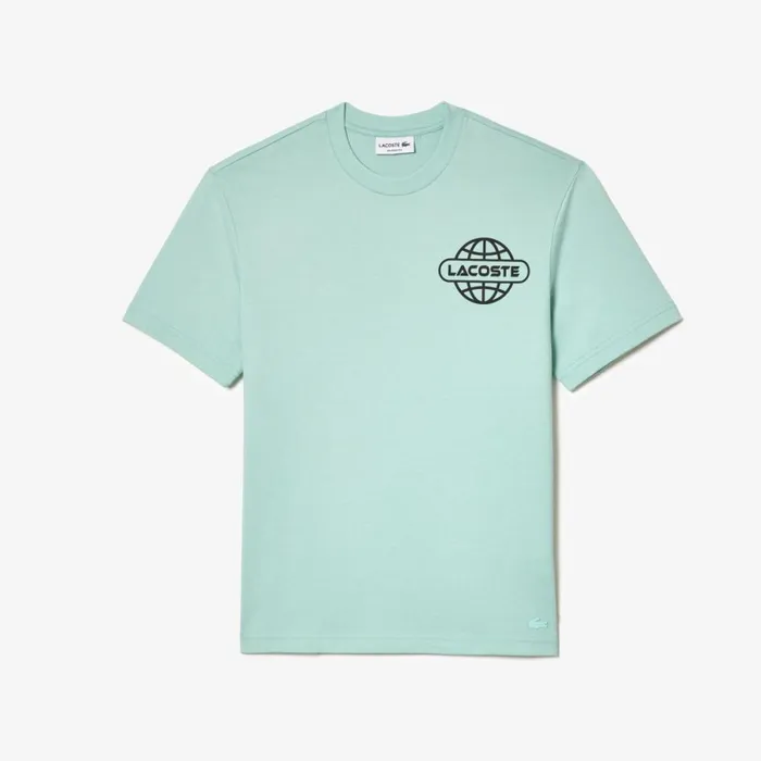 TShirts Men Lacoste Men039s Printed Heavy Cotton Jersey TShirt Mint Lgf
