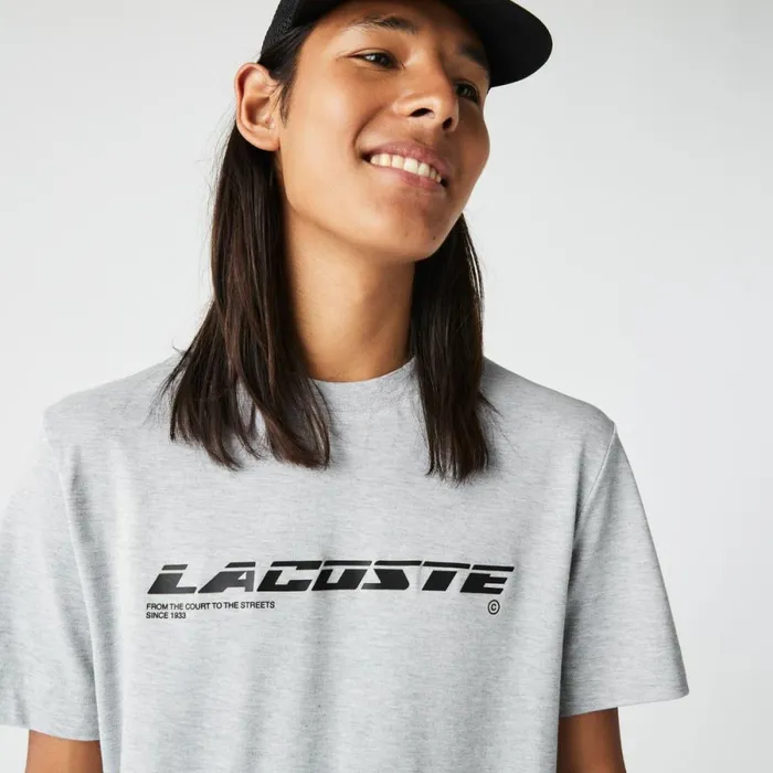 TShirts Men Lacoste Men039s Regular Fit Branded Piqu TShirt Grey Chine Cca