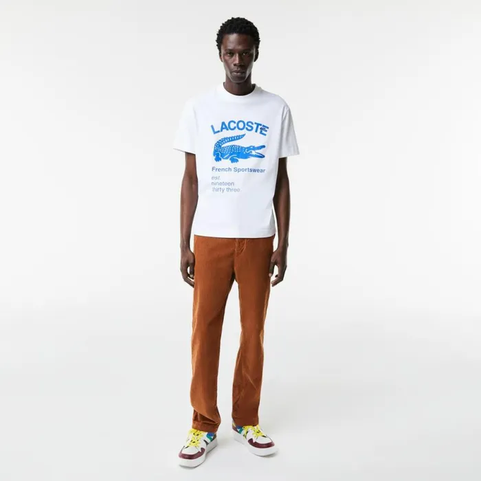 TShirts Men Lacoste Men039s Relaxed Fit Crocodile TShirt White 001