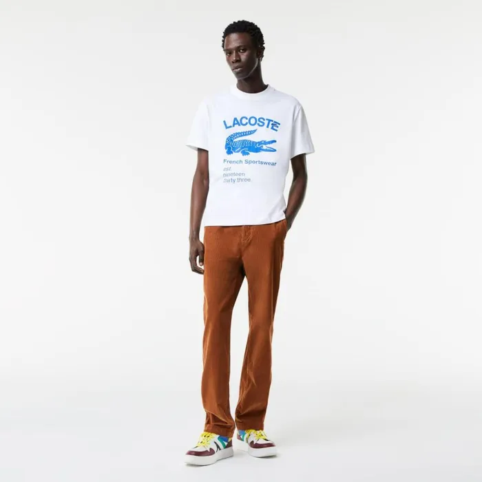 TShirts Men Lacoste Men039s Relaxed Fit Crocodile TShirt White 001